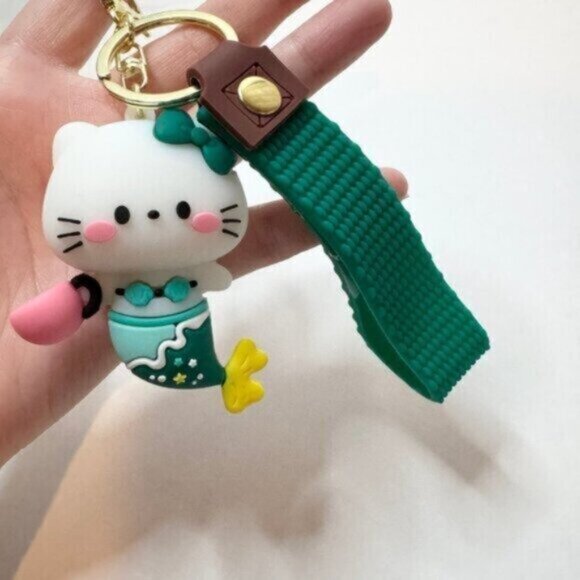 Starbucks Hello Kitty Mermaid Keychain Green Sanrio Collab Strap Bag Charm Cute - Picture 7 of 7